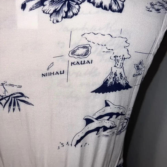 Palmwave Hawaii islands novelty print beaded drawstring waist dress/cover-up,Med - Picture 6 of 9